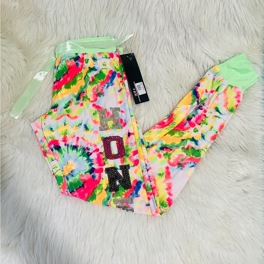 Honey sequin tie die joggers